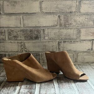 Sam Edelman Tan Peep-Toe Wedge Booties